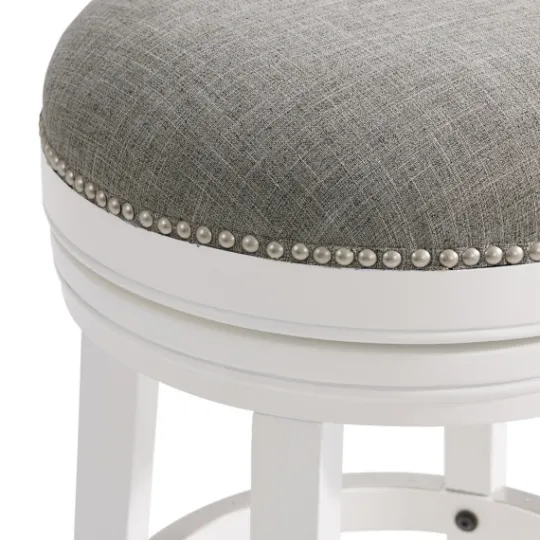 Kirkland's Home White Wood Backless Swivel 2-Pc. Bar Stool Set- Bar Stools & Counter Height Stools