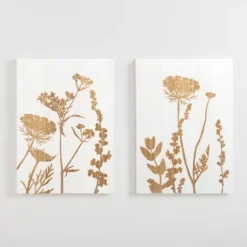 Kirkland's Home White Wood Botanical I Wall Plaque- Wall Plaques