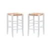 Kirkland's Home White Wood Grass Backless 2-Pc. Counter Stool Set- Bar Stools & Counter Height Stools
