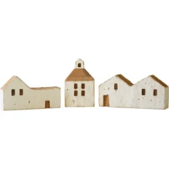 Kirkland's Home White Wood House Figurines, Set Of 3- Statues & Figurines