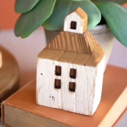 Kirkland's Home White Wood House Figurines, Set Of 3- Statues & Figurines