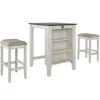 Kirkland's Home White Wood Linen 3-Pc. Usb Island And Stool Set- Kitchen Islands & Bar Carts