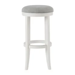 Kirkland's Home White Wood Linen Upholstered 2-Pc. Bar Stool Set- Bar Stools & Counter Height Stools