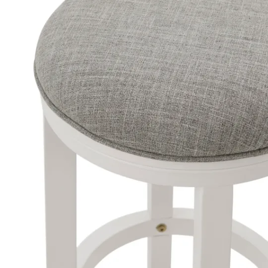 Kirkland's Home White Wood Linen Upholstered 2-Pc. Bar Stool Set- Bar Stools & Counter Height Stools