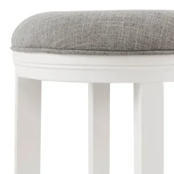 Kirkland's Home White Wood Linen Upholstered 2-Pc. Bar Stool Set- Bar Stools & Counter Height Stools
