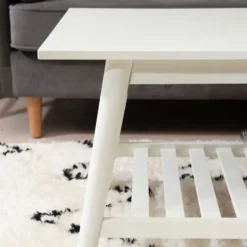 Kirkland's Home White Wood Midcentury Coffee Table- Coffee Tables
