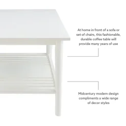 Kirkland's Home White Wood Midcentury Coffee Table- Coffee Tables