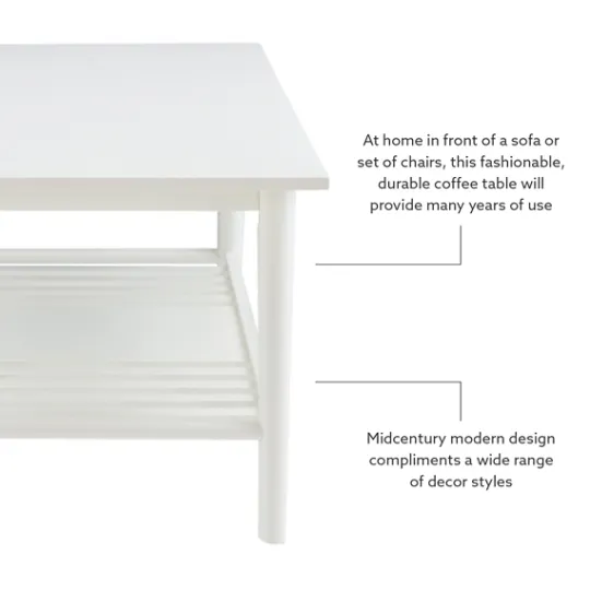 Kirkland's Home White Wood Midcentury Coffee Table- Coffee Tables