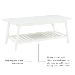 Kirkland's Home White Wood Midcentury Coffee Table- Coffee Tables