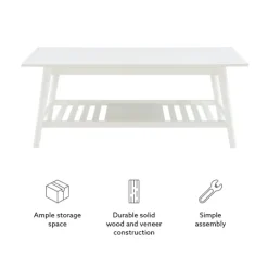 Kirkland's Home White Wood Midcentury Coffee Table- Coffee Tables