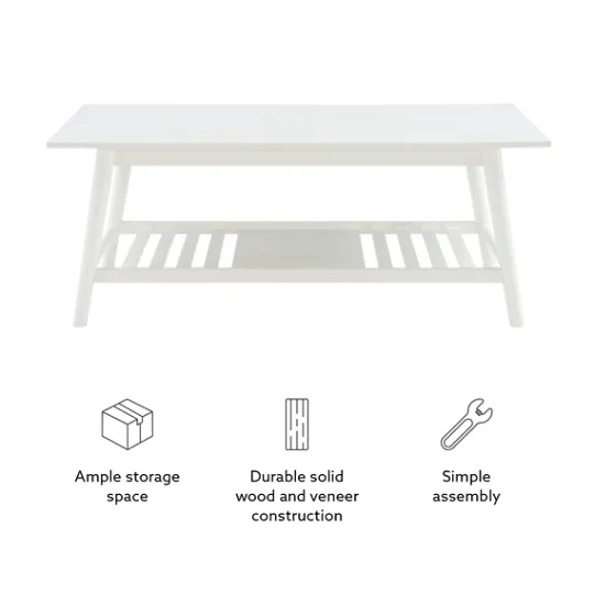 Kirkland's Home White Wood Midcentury Coffee Table- Coffee Tables