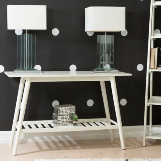 Kirkland's Home White Wood Midcentury Console Table- Console Tables