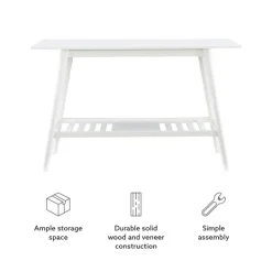Kirkland's Home White Wood Midcentury Console Table- Console Tables