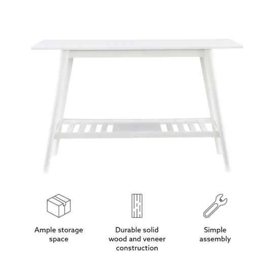 Kirkland's Home White Wood Midcentury Console Table- Console Tables