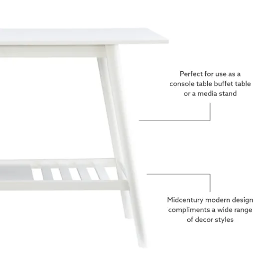 Kirkland's Home White Wood Midcentury Console Table- Console Tables