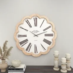 Kirkland's Home White Wood Scalloped Frame Wall Clock- Clocks