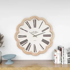 Kirkland's Home White Wood Scalloped Frame Wall Clock- Clocks