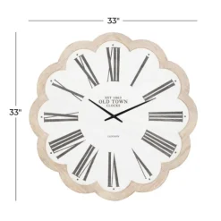 Kirkland's Home White Wood Scalloped Frame Wall Clock- Clocks