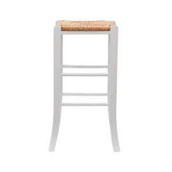 Kirkland's Home White Wood Seagrass Backless 2-Pc. Bar Stool Set- Bar Stools & Counter Height Stools