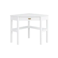 Kirkland's Home White Wood Single Drawer Corner Desk- Office Furniture