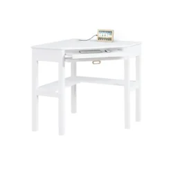 Kirkland's Home White Wood Single Drawer Corner Desk- Office Furniture