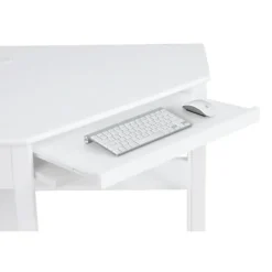 Kirkland's Home White Wood Single Drawer Corner Desk- Office Furniture
