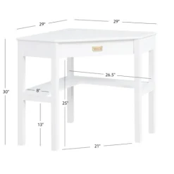 Kirkland's Home White Wood Single Drawer Corner Desk- Office Furniture