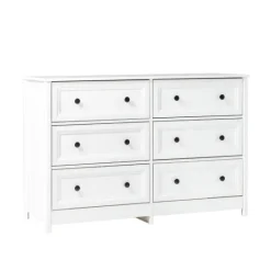 Kirkland's Home White Wood Six Framed Drawers Dresser- Dressers & Chests