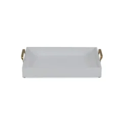 Kirkland's Home White Wood Tray With Gold Handles- Decorative Trays