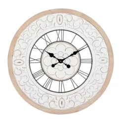 Kirkland's Home White Wood Vintage Farmhouse Clock- Clocks