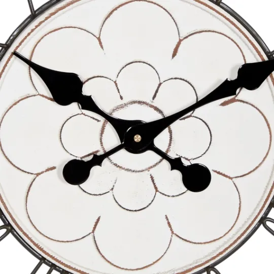 Kirkland's Home White Wood Vintage Farmhouse Clock- Clocks