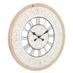 Kirkland's Home White Wood Vintage Farmhouse Clock- Clocks