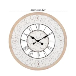 Kirkland's Home White Wood Vintage Farmhouse Clock- Clocks