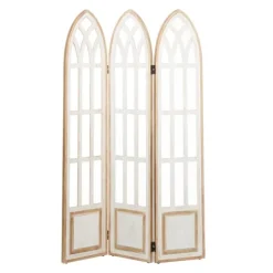 Kirkland's Home White Wood Windowpane 3-Panel Room Divider- Decorative Accents