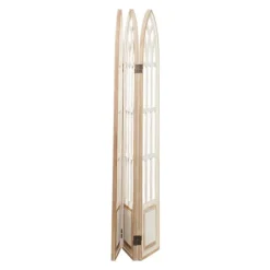 Kirkland's Home White Wood Windowpane 3-Panel Room Divider- Decorative Accents