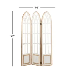Kirkland's Home White Wood Windowpane 3-Panel Room Divider- Decorative Accents