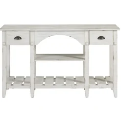 Kirkland's Home White Wooden Mercantile Sofa Table- Console Tables