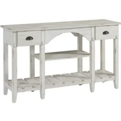 Kirkland's Home White Wooden Mercantile Sofa Table- Console Tables