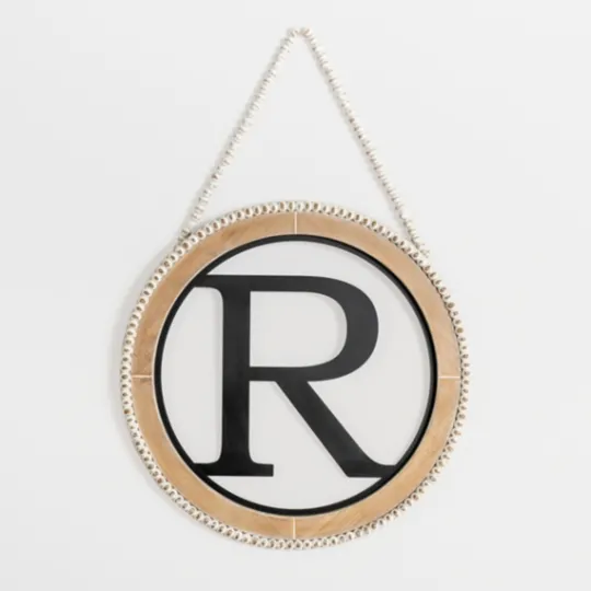 Kirkland's Home Whitewash Bead Trim Monogram R Plaque- Monogram Wall Decor