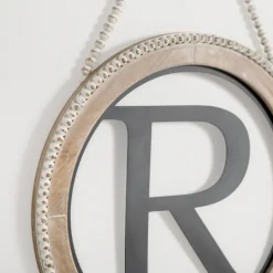 Kirkland's Home Whitewash Bead Trim Monogram R Plaque- Monogram Wall Decor