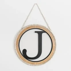 Kirkland's Home Whitewash Bead Trim Monogram J Plaque- Monogram Wall Decor