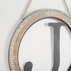 Kirkland's Home Whitewash Bead Trim Monogram J Plaque- Monogram Wall Decor