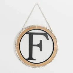 Kirkland's Home Whitewash Bead Trim Monogram F Plaque- Monogram Wall Decor