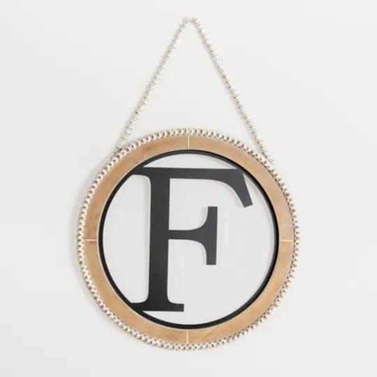 Kirkland's Home Whitewash Bead Trim Monogram F Plaque- Monogram Wall Decor