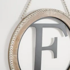 Kirkland's Home Whitewash Bead Trim Monogram F Plaque- Monogram Wall Decor