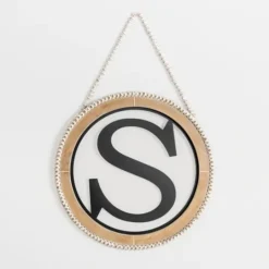 Kirkland's Home Whitewash Bead Trim Monogram S Plaque- Monogram Wall Decor