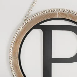Kirkland's Home Whitewash Bead Trim Monogram P Plaque- Monogram Wall Decor