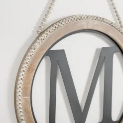 Kirkland's Home Whitewash Bead Trim Monogram M Plaque- Monogram Wall Decor