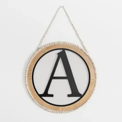 Kirkland's Home Whitewash Bead Trim Monogram A Plaque- Monogram Wall Decor