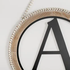 Kirkland's Home Whitewash Bead Trim Monogram A Plaque- Monogram Wall Decor